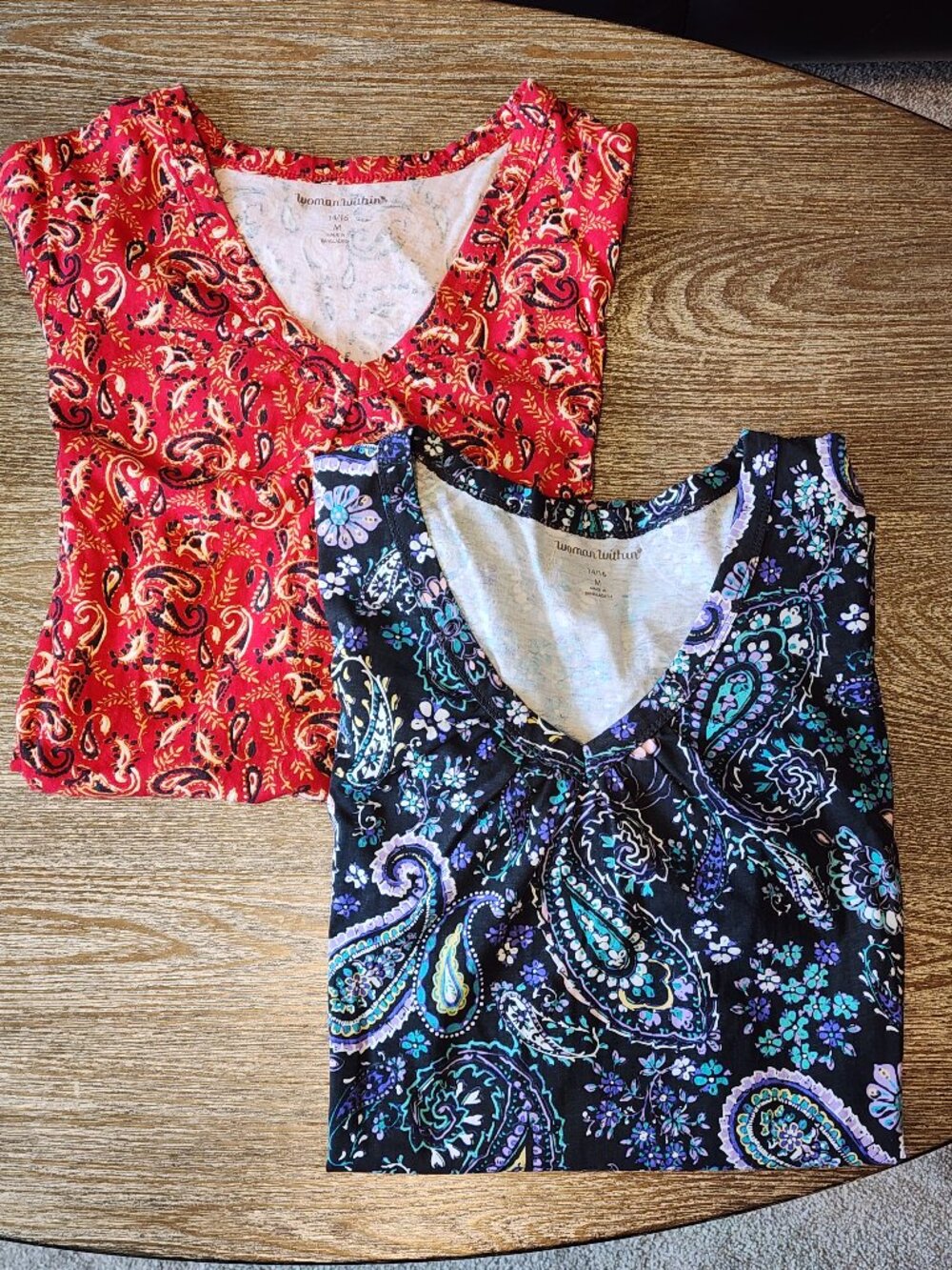 Woman Within Colorful Paisley Tunic Bundle, Size Medium(14/16)